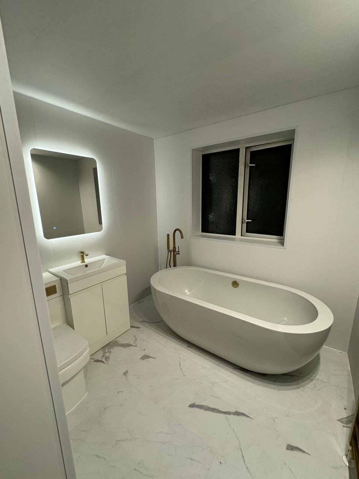 Luxury bathroom installation with elegant fixtures
